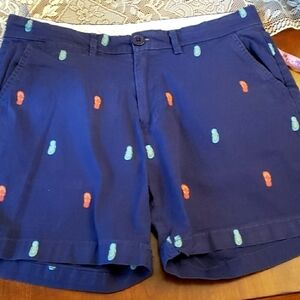 Fresh Navy Cotton Shorts with Flip Flop Pattern VG